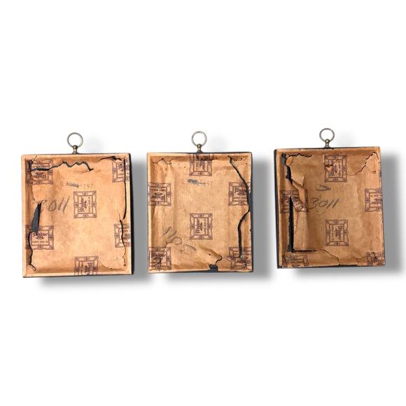 Set of 3 MCM Framed Mask Prints Tribal Devil Death Masks 1950s 1960s Vintage - Picture 8 of 12